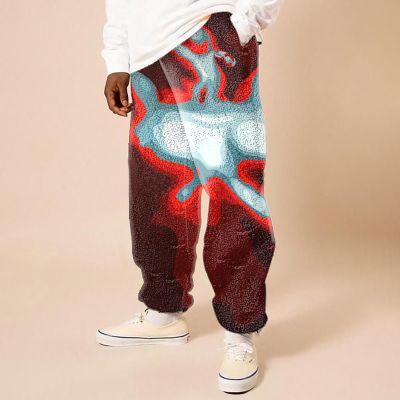 Flannel Thermal Body Print Casual Pants