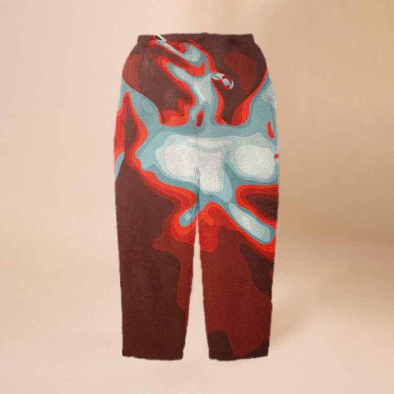 Flannel Thermal Body Print Casual Pants