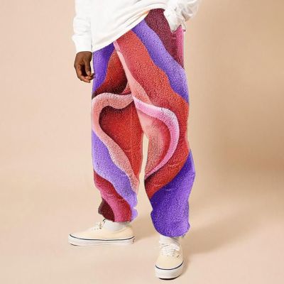 Flannel Abstract Organ Print Casual Pants