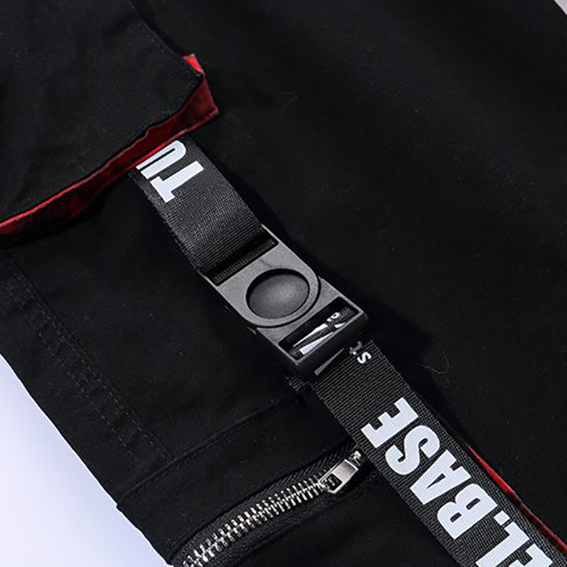 Hip Hop Multi Pocket Ribbons Cargo Pants