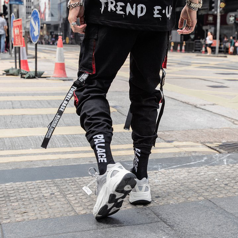 Hip Hop Multi Pocket Ribbons Cargo Pants