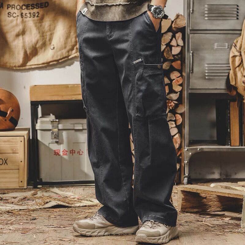 Casual Patch Multi-Pocket Straight Pants
