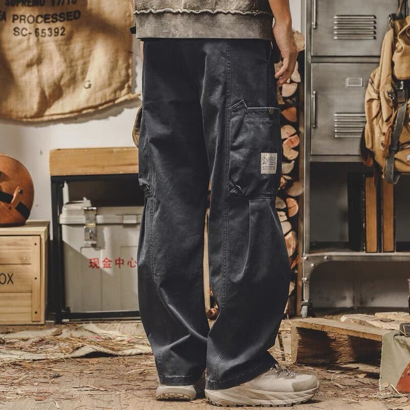 Casual Patch Multi-Pocket Straight Pants