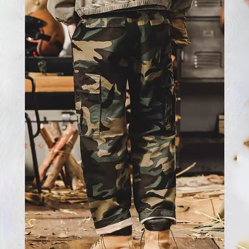 Retro Straight Camouflage Casual Pants