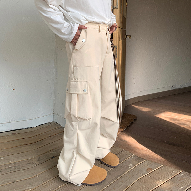 Large Pocket Solid Color Casual Cargo Pants