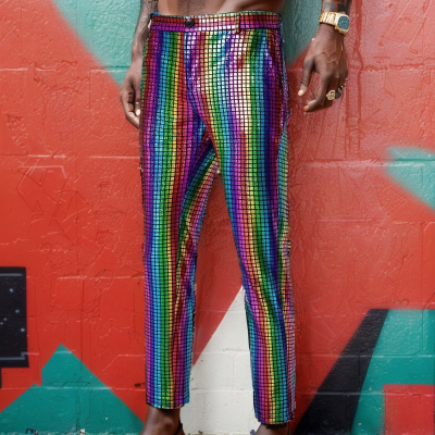Hip Hop Rainbow Sequined Casual Pants