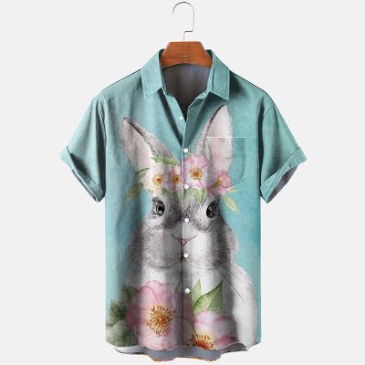 Easter Print Short Sleeve Casual Shirt