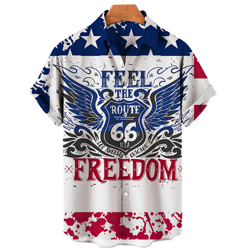 "Freedom" Print Men's Short Sleeve Shirt