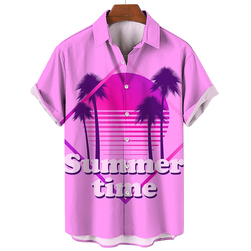 Printed Hawaiian Beach Short Sleeve Shirt