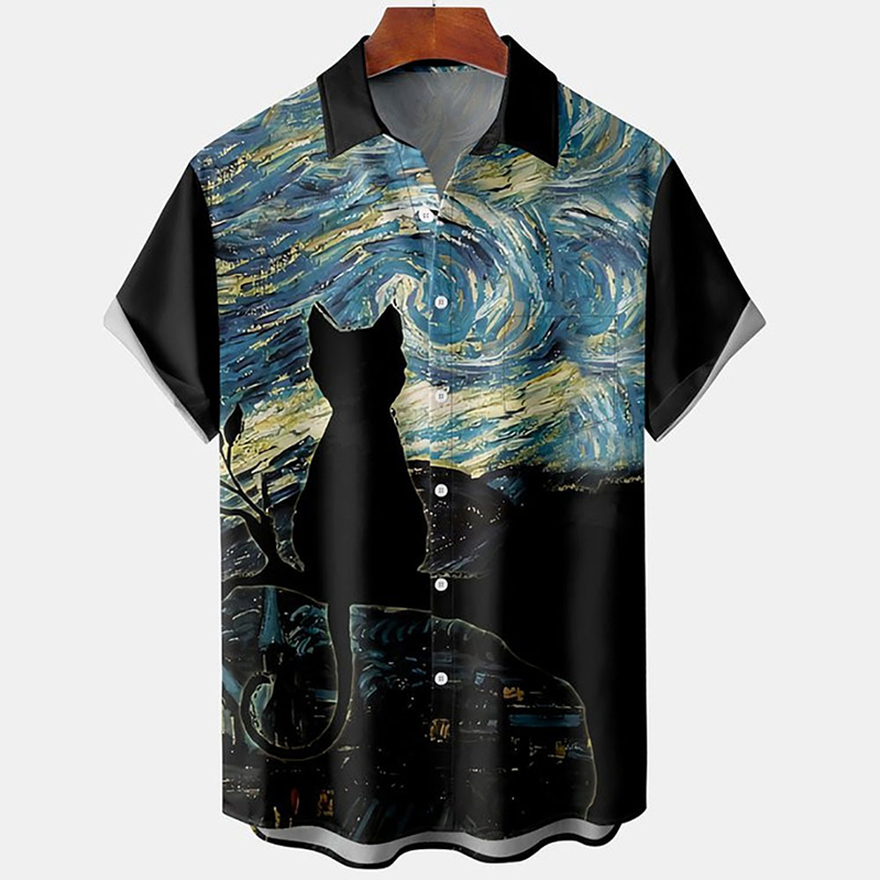 Cute Cat Print Hawaiian Shirt