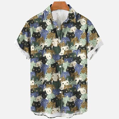 Colorful Cute Cat Print Hawaiian Shirt