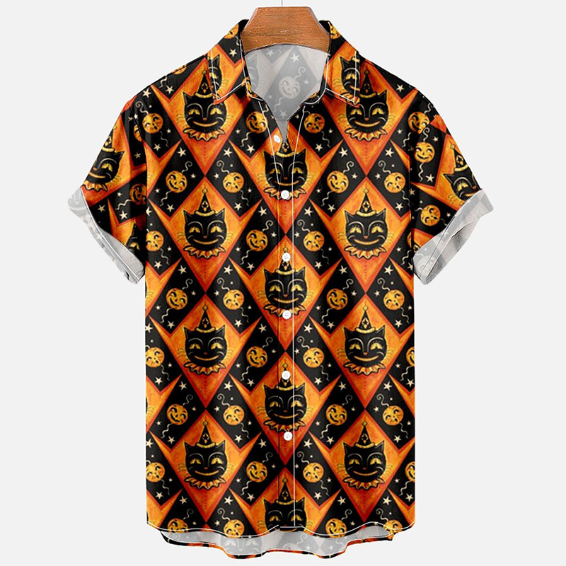 Colorful Cute Cat Print Hawaiian Shirt