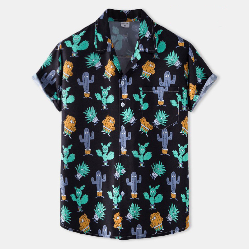 Striped Floral Print Hawaiian Shirt