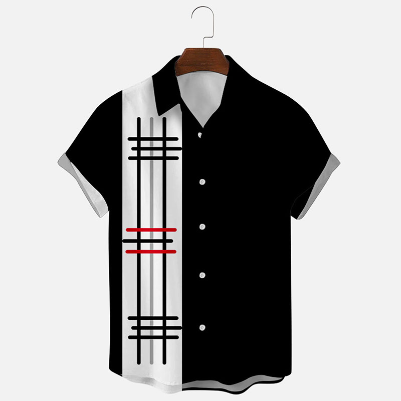 Paneled Stripe Print Short Sleeve Shirt Paneled Stripe Print Short Sleeve Shirt