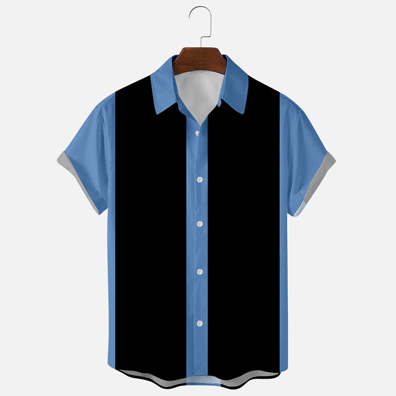 Paneled Stripe Print Short Sleeve Shirt Paneled Stripe Print Short Sleeve Shirt