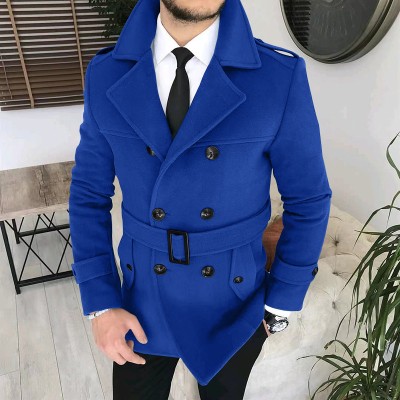 British Style Double Breasted Buttoned Casual Trench Coat