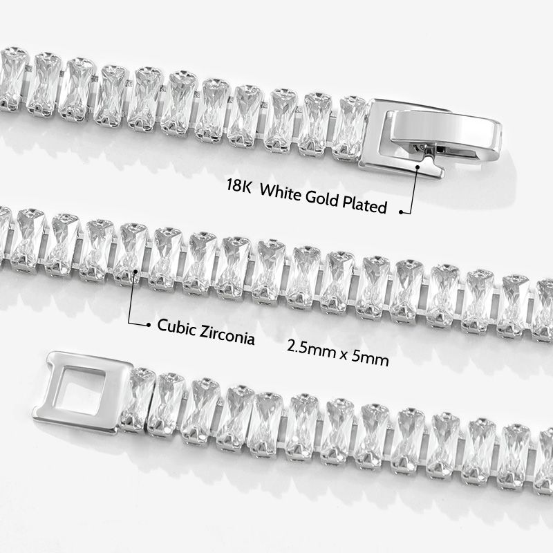 Iced Baguette Cut Tennis Chain Set in White Gold