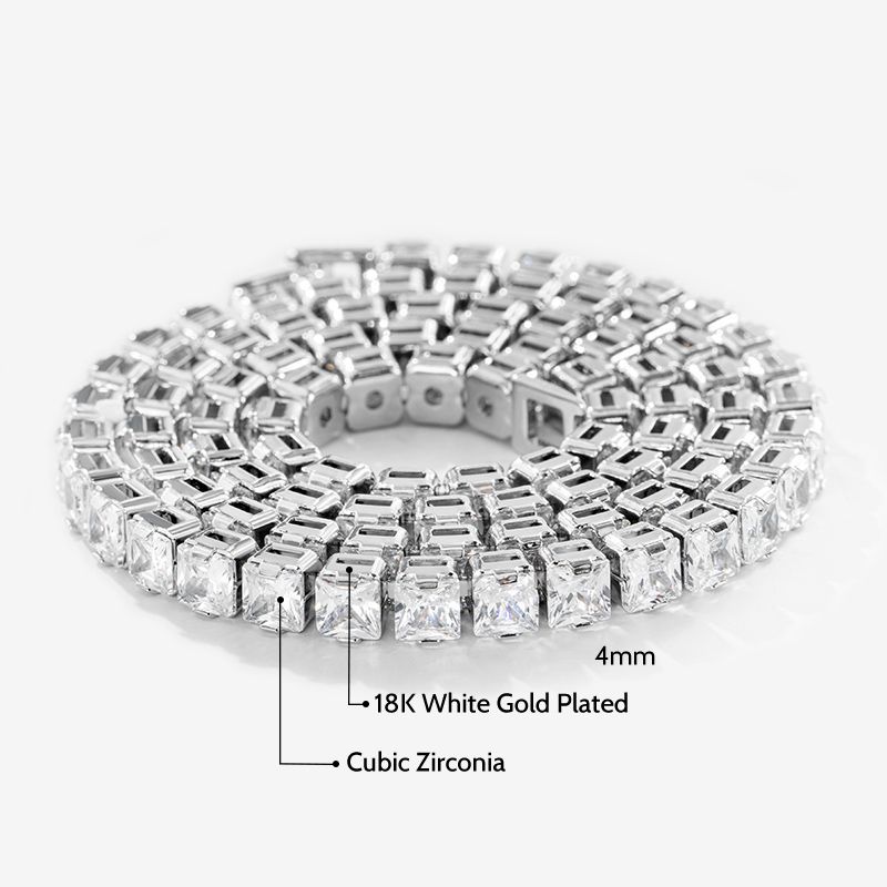 Iced 4mm Women Tennis Chain Set in White Gold