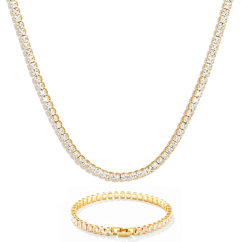 Iced 5mm Women Tennis Chain Set in Gold