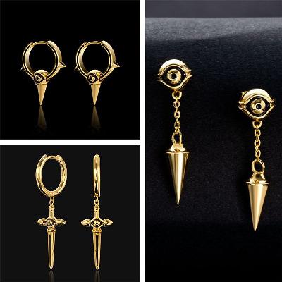 Set of 3 pairs of Eye of Ra Earrings in Gold