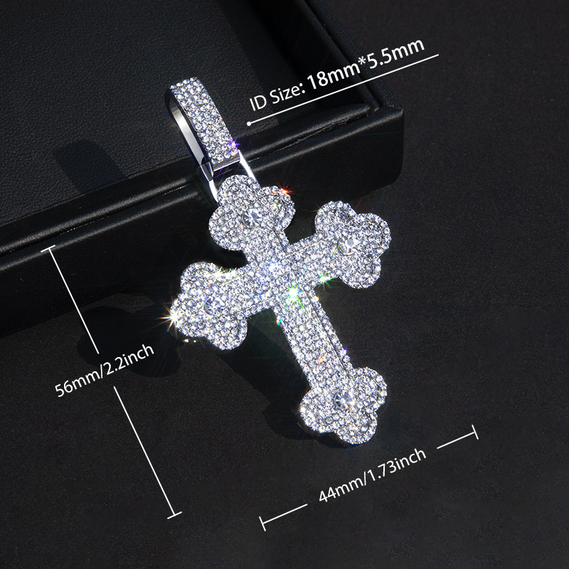 11mm Cross Link Chain + Micro Pave Cross Pendant in White Gold