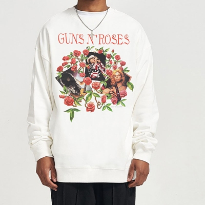 Vintage Rock Rose Print Sweatshirt