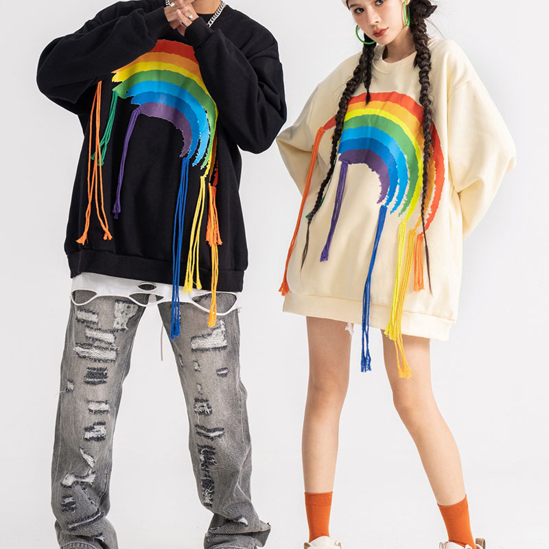 Rainbow Tassel Printed Sweatshirt