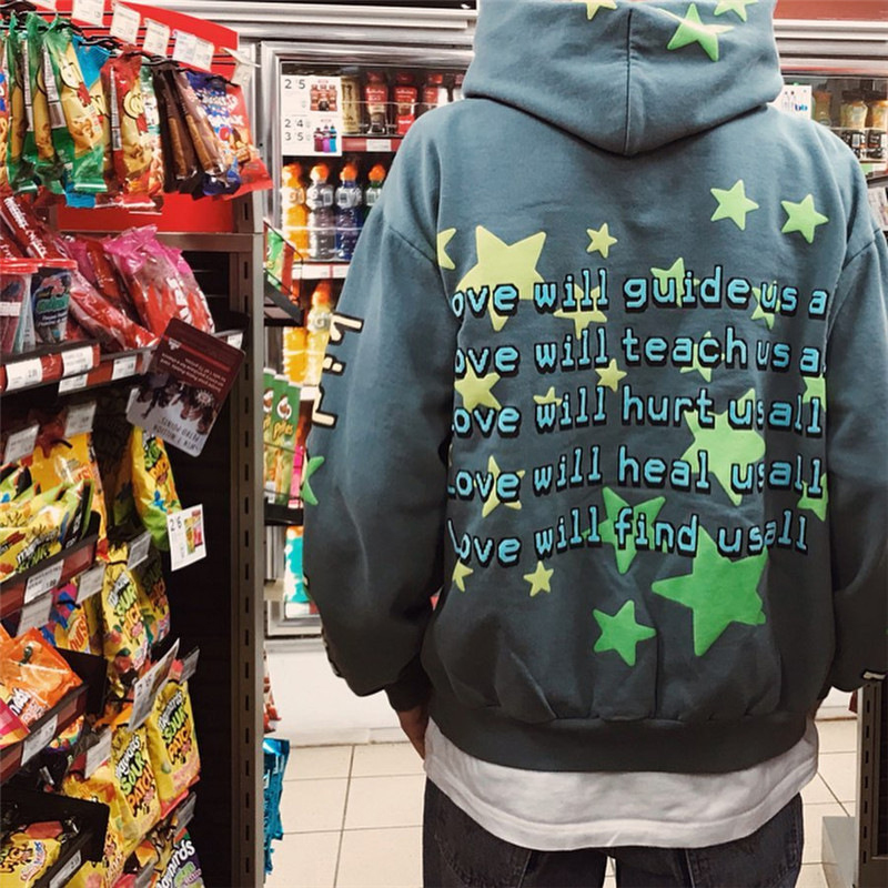 Star Foam Print Hoodie Fleece Hoodie