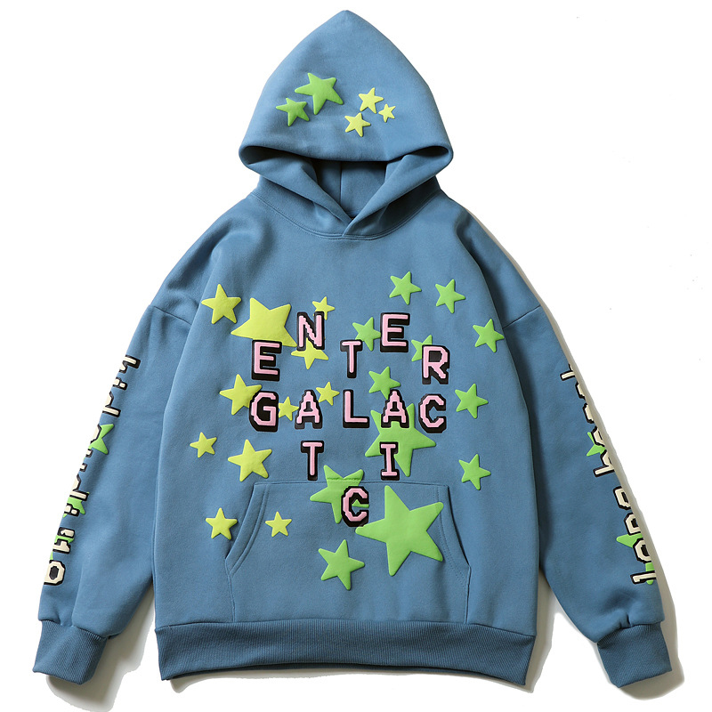 Star Foam Print Hoodie Fleece Hoodie