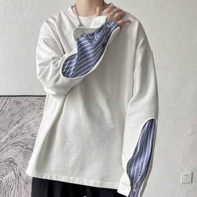 Shirt Panel False Two-Piece Sweatshirt