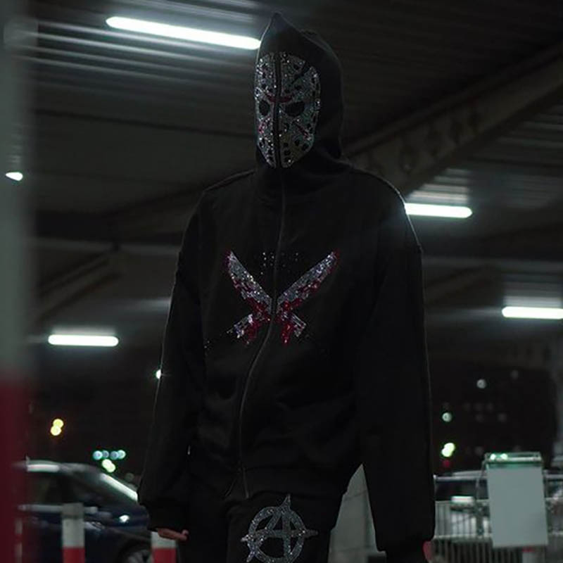 Unisex Punk Full Zip Hoodie