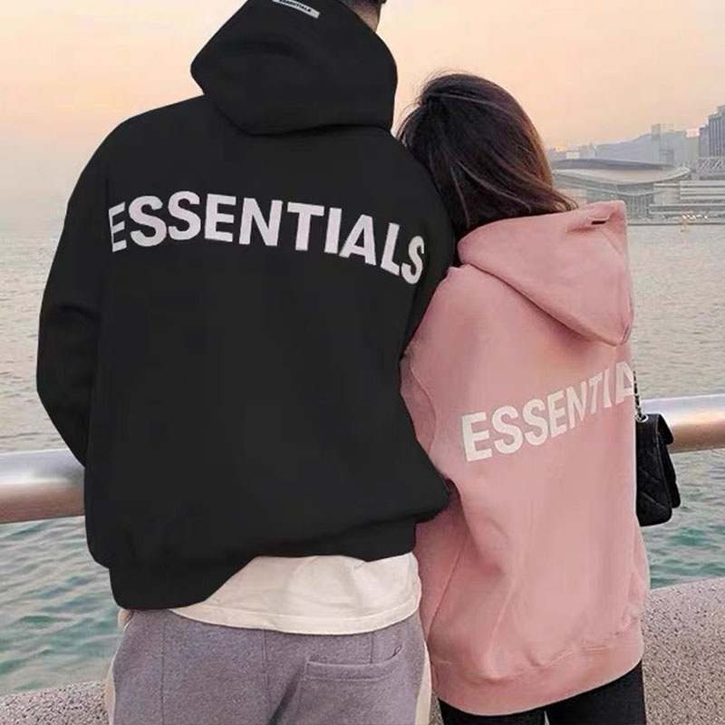 Reflective Letters Couple's Plush Hoodie