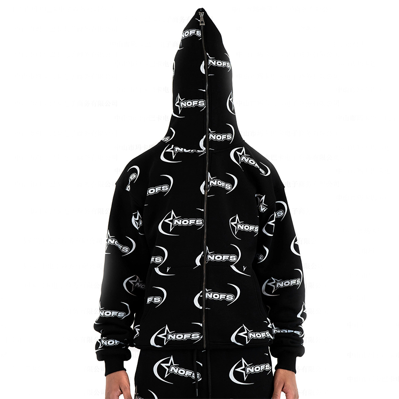 Unisex Star Letter Print Full Chain Hoodie