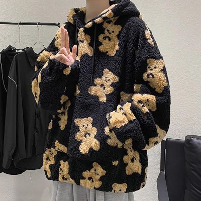 Cartoon Print Flannel Hoodie