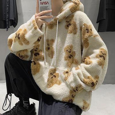 Cartoon Print Flannel Hoodie