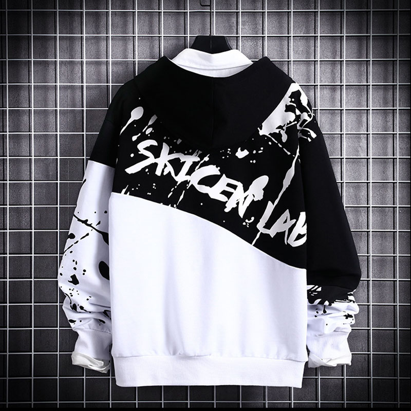 Contrast Patchwork Splash Lnk Hoodie Helloice Apparel