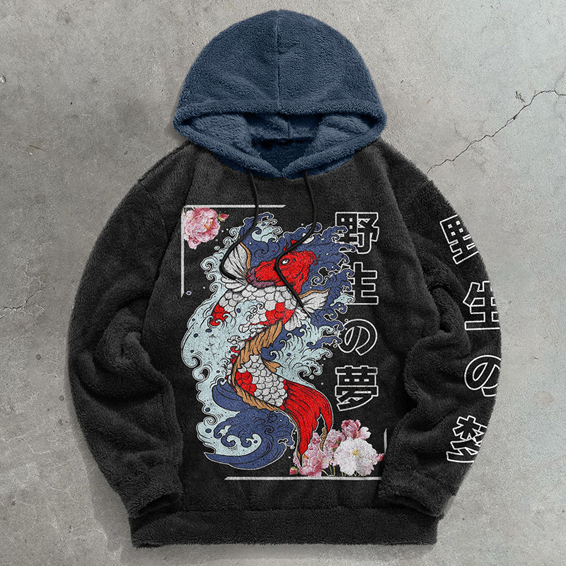 Year of The Dragon Printed Flannel Hoodie