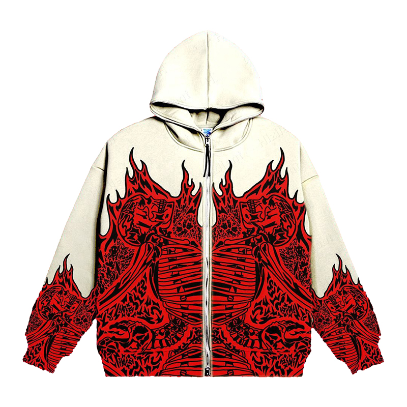 Y2K Long Sleeve Skeleton Hoodie - Helloice Apparel