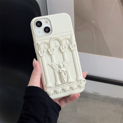 iPhone 15 Silicone Three-dimensional Angel Phone Case