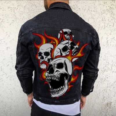 Flame Skull Denim Jacket