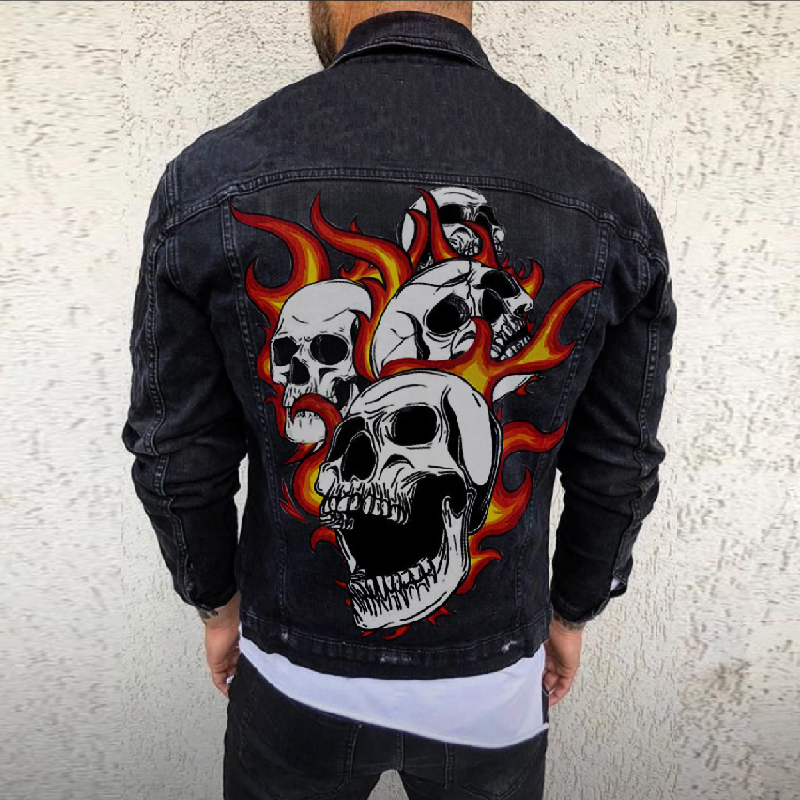 Flame Skull Denim Jacket