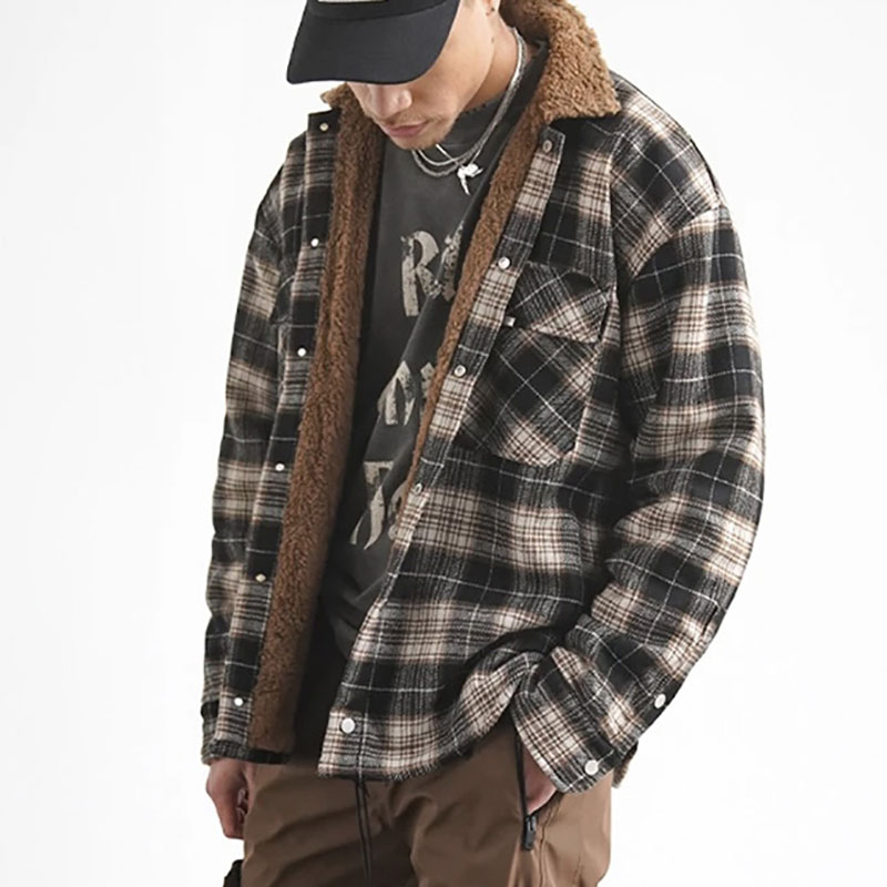 Oversize Sherpa Plaid Jacket