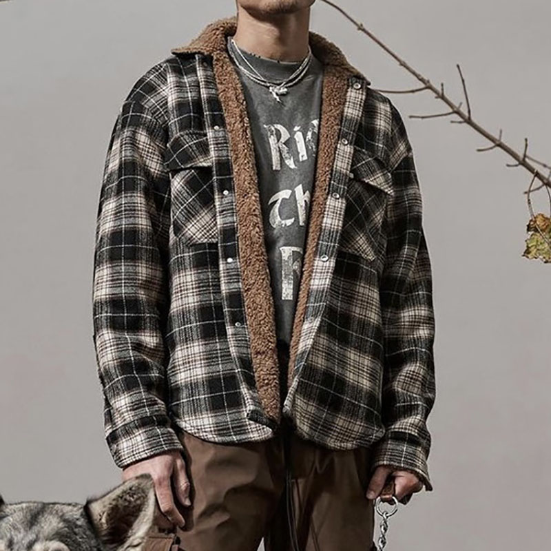 Oversize Sherpa Plaid Jacket