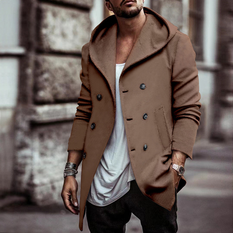 Trendy Solid Color Hooded Slim Coat