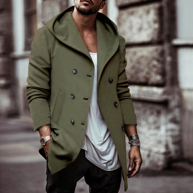 Trendy Solid Color Hooded Slim Coat
