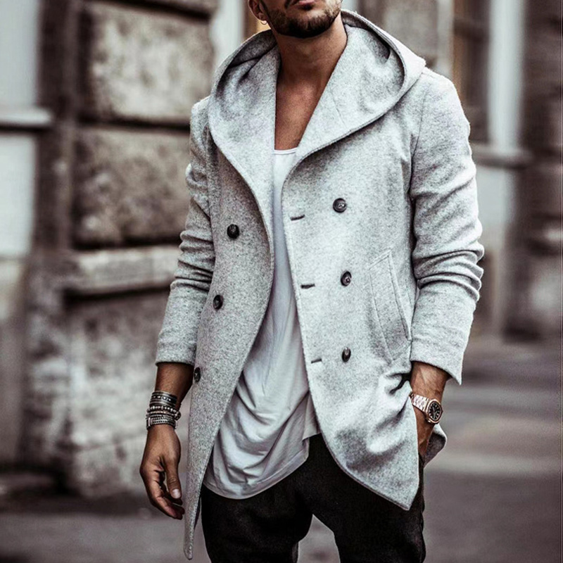 Trendy Solid Color Hooded Slim Coat