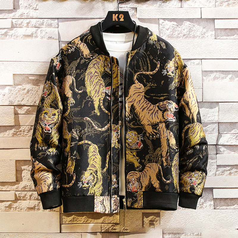 Fully Embroidered Totem Stand Collar Jacket