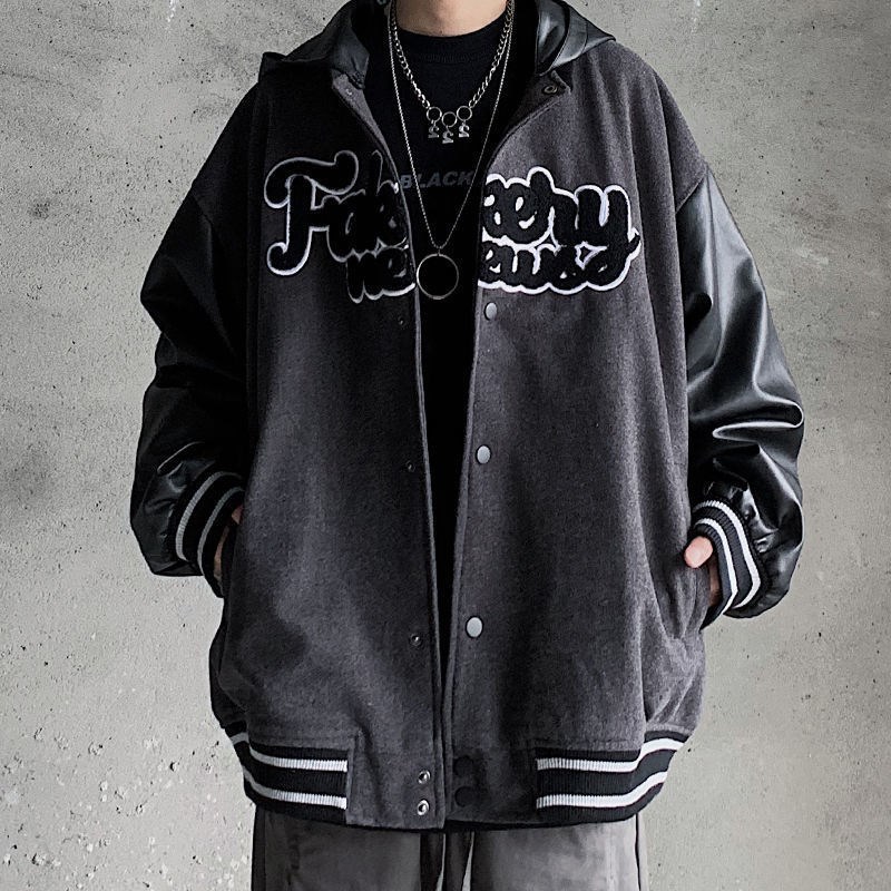 Hip Hop Retro Embroidered Leather Hooded Jacket