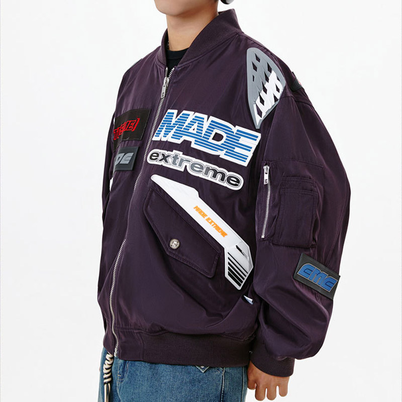 Bomber Loose Racing Suit Jacket with American Pattern Lettering