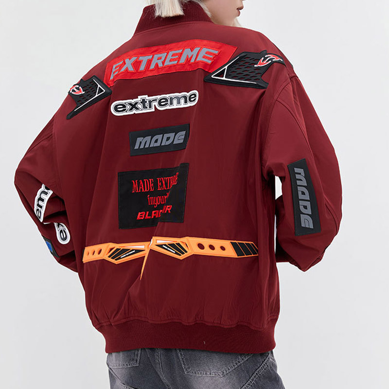 Bomber Loose Racing Suit Jacket with American Pattern Lettering